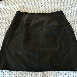 VS2 black leather skirt, shirt, slight A line cut, size 14